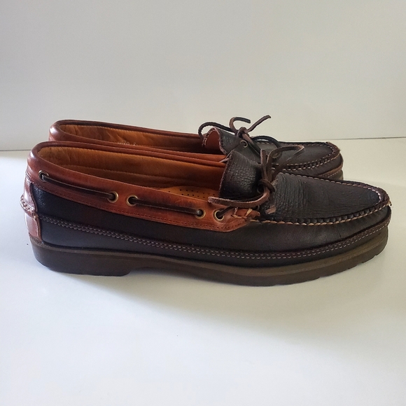 H.S. Trask Brown Leather Boat Shoes with Moccasin Stitching Size 12M - Picture 10 of 10